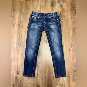Miss Me Low Rise Dark Blue Skinny Jeans Size 27